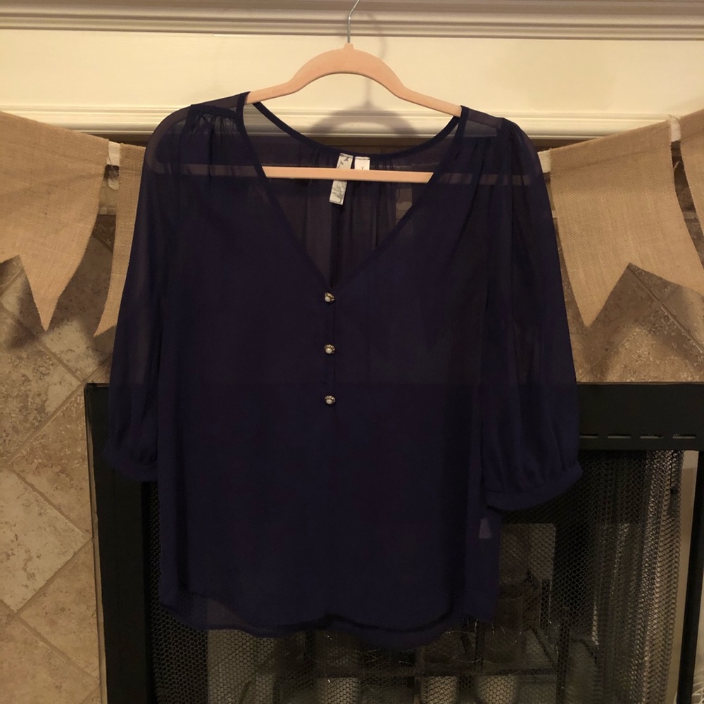 Sheer purple tunic top